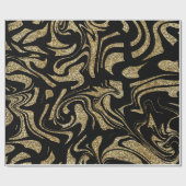 Goud glitters & Zwarte stijlvolle  Cadeaupapier (Vlak)