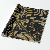 Goud glitters & Zwarte stijlvolle  Cadeaupapier (Uitgerold)