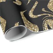 Goud glitters & Zwarte stijlvolle  Cadeaupapier (Rol Hoek)