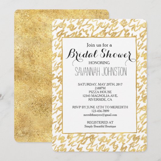 Goud Glitz Abstract Squiggles vrijgezellenfeest Kaart (Voorkant / Achterkant)