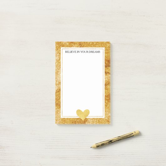 Goud Glitz Hart Post-it® Notes (Op bureau)