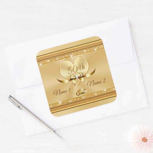 Goud Goedkope Jubileum Stickers gepersonaliseerd (Envelop)