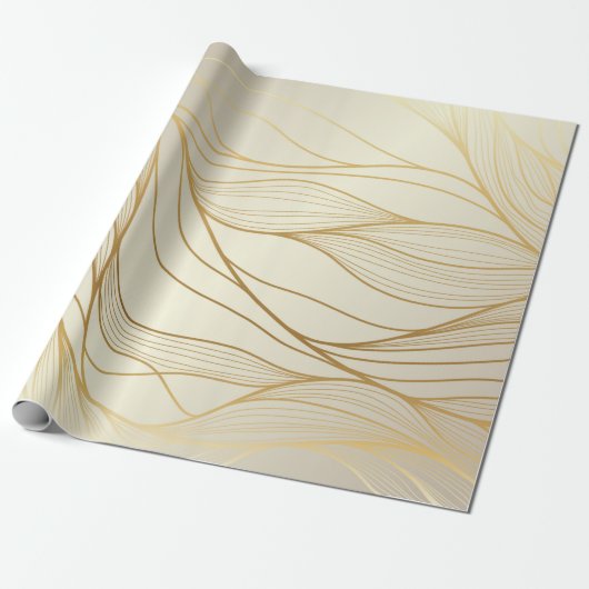 Goud golvend patroon. Luxueuze gouden lineaire ora Cadeaupapier (Uitgerold)