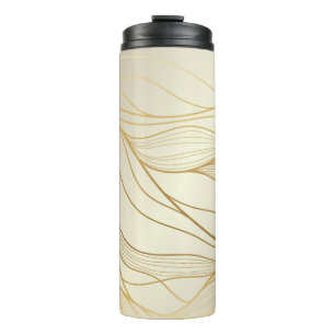 Goud golvend patroon. Luxueuze gouden lineaire ora Thermosbeker