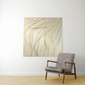 Goud golvend patroon. Luxueuze gouden lineaire ora Wandkleed (In Situ (horizontaal))