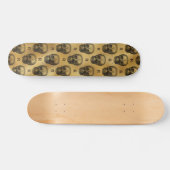 Goud Gothic Skull Monogram Initiaal Patroon Elegan Persoonlijk Skateboard (Horizontaal)