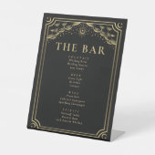 Goud Gotische Tarot Kaart Bruiloft Bar Menu Reclamebord Met Voetstuk (Voorkant)