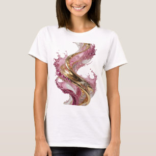 Goud GOUDEN SPIRAAL MET ROZE EN WITTE VLOKKEN T-shirt