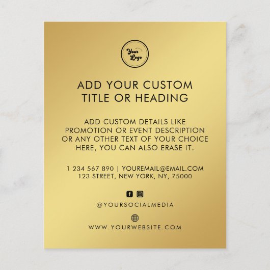 Goud gradiënt Aangepaste zakelijke Logo en sociale Flyer (Achterkant)