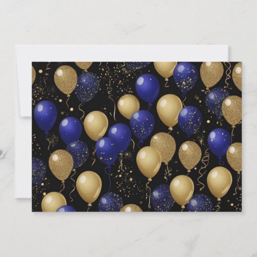 Goud Graduation Party Marine Blauwe ballonnen Kaart (Achterkant)