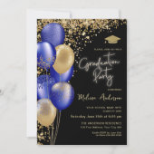 Goud Graduation Party Marine Blauwe ballonnen Kaart (Voorkant)