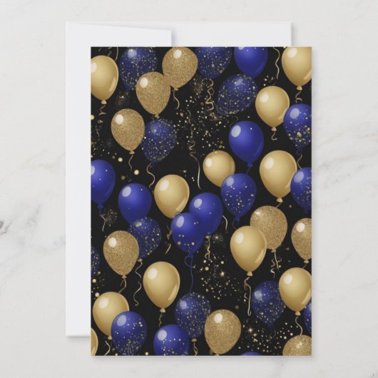 Goud Graduation Party Marine Blauwe ballonnen Kaart (Achterkant)