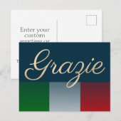 Goud Grazie op vervaagde Italiaanse vlag Briefkaart (Voorkant / Achterkant)