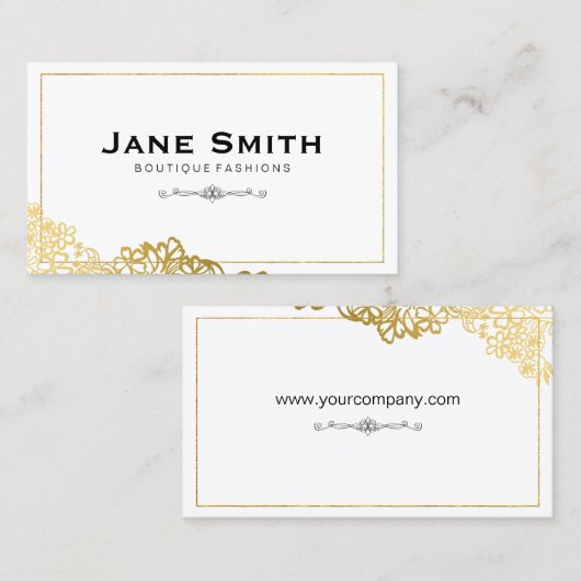 Goud grenst aan elegante bloemen visitekaartje (Voorkant / Achterkant)