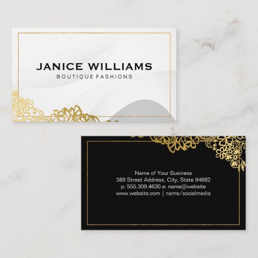 Goud Grenst Gouden Bloemen Visitekaartje (Voorkant / Achterkant)