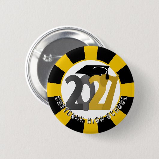Goud Grijs Afstudeerklas van 2027 Ronde Button 5,7 Cm (Voorkant /achterkant)