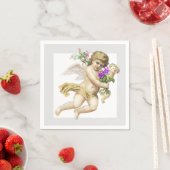 Goud Grijs Cherub Engel Papier Servet (Insitu)