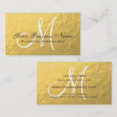 Goud, grijs, eenvoudig monogram visitekaartje (Voorkant / Achterkant)