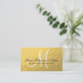 Goud, grijs, eenvoudig monogram visitekaartje (Staand voorkant)