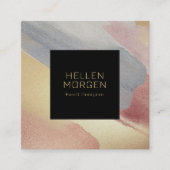 Goud, grijs en Roos-goudpenseelstreken Vierkante Visitekaartje (Voorkant)