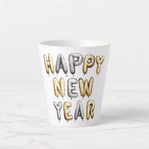 Goud Grijs Gelukkig Nieuwjaar Latte Mok