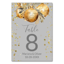 Goud Grijs Kerst Bruiloft Tafel Nummer Kaart