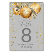 Goud Grijs Kerst Bruiloft Tafel Nummer Kaart (Achterkant)