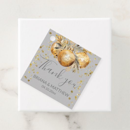 Goud Grijs Kerstmis Bruiloft Bedankjes Labels (In situ)