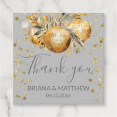 Goud Grijs Kerstmis Bruiloft Bedankjes Labels (Voorkant)