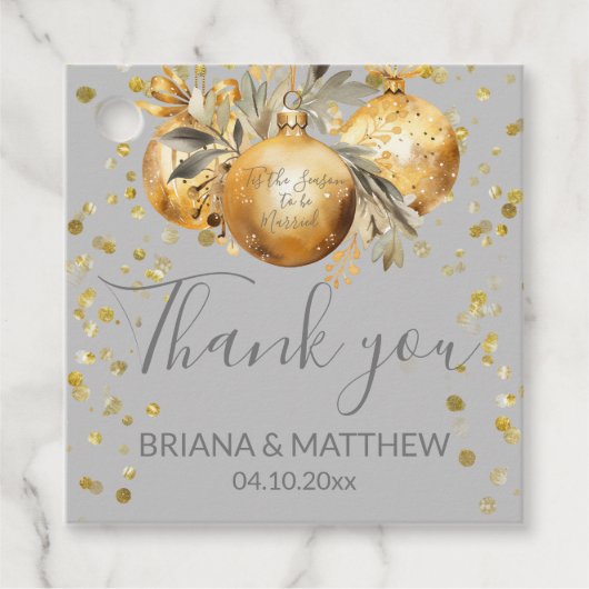 Goud Grijs Kerstmis Bruiloft Bedankjes Labels (Voorkant)
