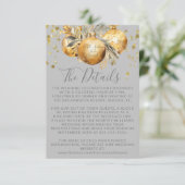 Goud Grijs Kerstmis Bruiloft Details Informatiekaartje (Staand voorkant)