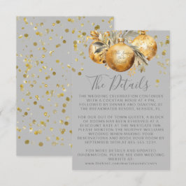 Goud Grijs Kerstmis Bruiloft Details Informatiekaartje