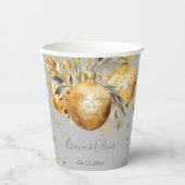 Goud Grijs Kerstmis Bruiloft Papieren Bekers (Voorkant)