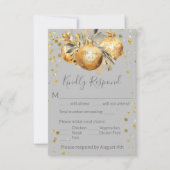Goud Grijs Kerstmis Bruiloft RSVP Kaartje (Voorkant)
