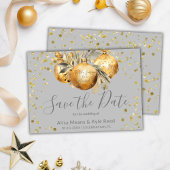 Goud Grijs Kerstmis Bruiloft Save the Date Kaart