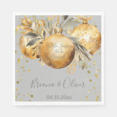 Goud Grijs Kerstmis Bruiloft Servet (Voorkant)