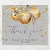 Goud Grijs Kerstmis Bruiloft Sparkling Wijnetiket (Enkel label)