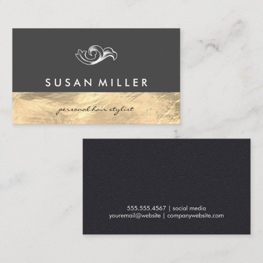 Goud grijs kleurenblok visitekaartje (Voorkant / Achterkant)