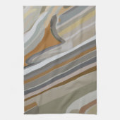 Goud Grijs Marmeren Steen Strepen Patroon Theedoek (Verticaal)