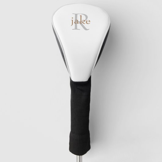 Goud & Grijs Monogram Driver Golf Head Hoesje Golfheadcover (Voorkant)