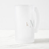 Goud & Grijs Monogram Huwelijk Matglas Bierpul (Voorkant rechts)