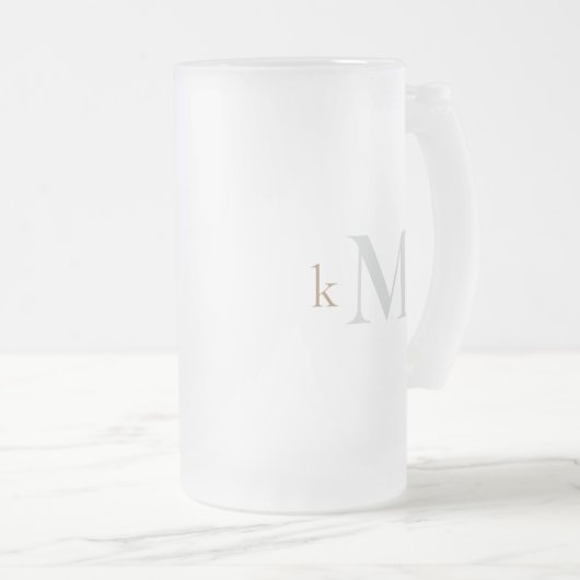 Goud & Grijs Monogram Huwelijk Matglas Bierpul (Voorkant rechts)