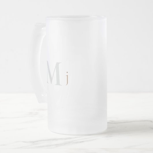 Goud & Grijs Monogram Huwelijk Matglas Bierpul (Voorkant links)