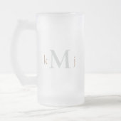 Goud & Grijs Monogram Huwelijk Matglas Bierpul (Links)