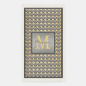 Goud & Grijs Polka Dot Patroon Monogram Servet (Voorkant)