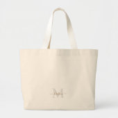 Goud & Grijs Script Monogram Neutraal Grote Tote Bag (Voorkant)