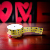 Goud Grijs Zwart Bruin Harten Satijnen Lint