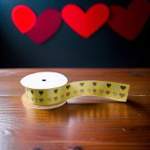 Goud Grijs Zwart Bruin Harten Satijnen Lint