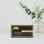 Goud grijs zwart Retro Kolommen Logistics Trucking Visitekaartje (Staand voorkant)