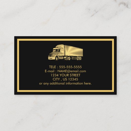 Goud grijs zwart Retro Kolommen Logistics Trucking Visitekaartje (Achterkant)